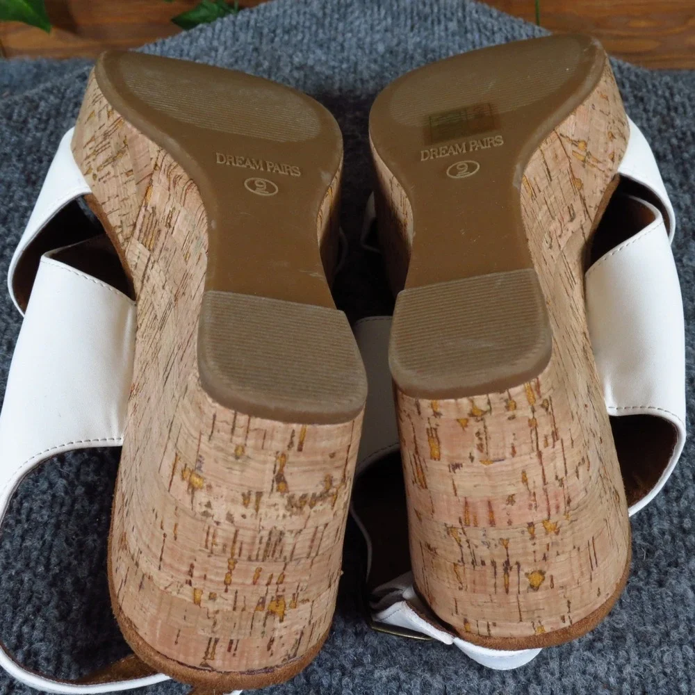 Dream Pairs SDPW2411W Womens‎ Wedge Sandals Size 9 Summer Dressy White Cork